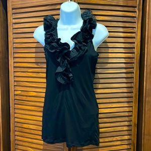Cabi black ruffle blouse